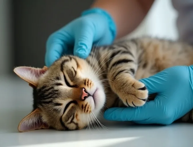 Specialist carefully handling a deceased cat with dignity in Lovely Banks