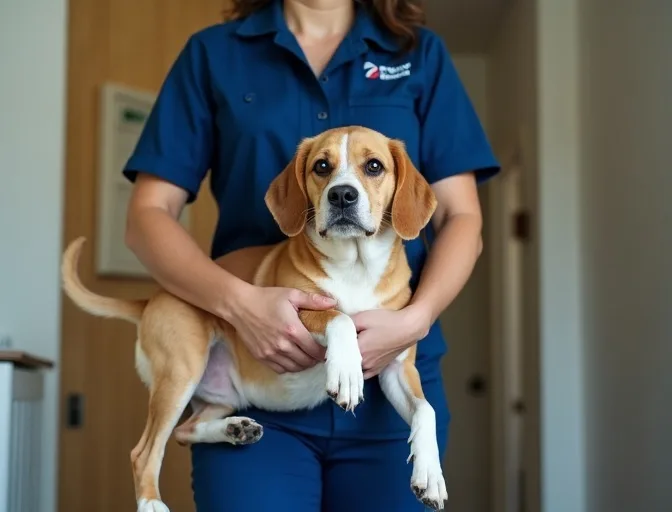 Technician respectfully transporting a deceased dog in Lovely Banks